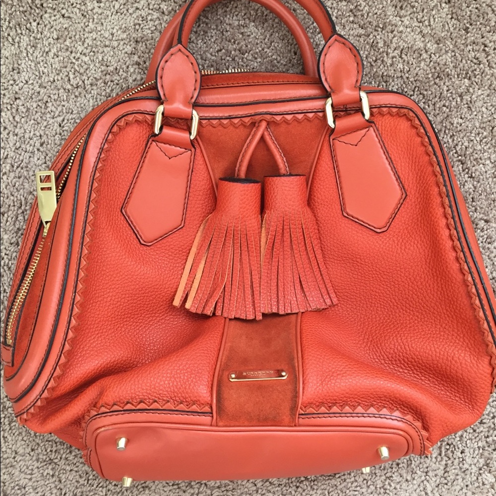 Burberry prosum orange suede and leather handbag - Picture 3 of 8